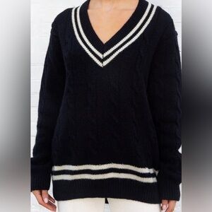 Brandy Melville One Size Black Nikki Heavy Wool Stripped Sweater